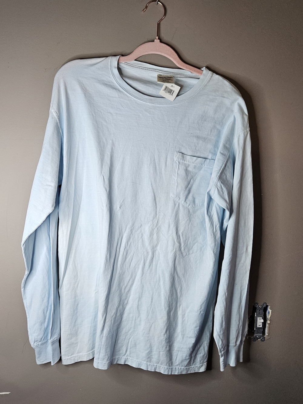 Light Blue Long-Sleeve Pocket Tee -Women's